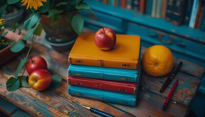  Back to school notebooks isolated on fun background. notebooks as stationery essentials for back to school season. Colorful notebook for classroom and students