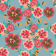 Seamless textured spring summer floral pattern background