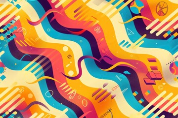 Obraz premium Abstract Wavy Background with Geometric Shapes