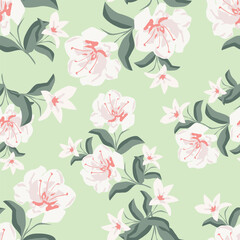 Seamless textured spring summer floral pattern background