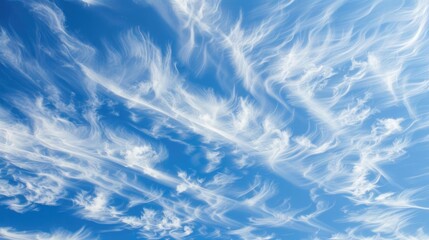 Wispy clouds creating patterns in a clear sky, intricate and delicate, cloud patterns