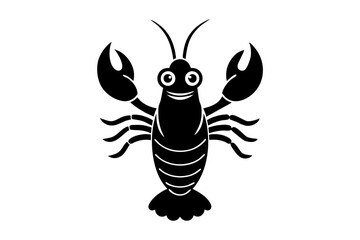 Funny Lobster Vector Illustration and Cartoon Clipart with White Background, Funny lobster vector, cartoon clipart, and line art on white background.