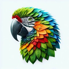 Obraz premium dragon parrot kangaroo eagle wolf wan tiger lion bear giraffe deer moose crane animal nature image leaf covered animal image on white background