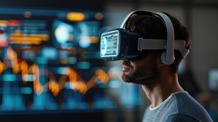 Immersed in Virtual Reality: Man Experiencing Enhanced Data Security through Holograms and Cybersecurity Protocols