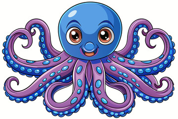 Funny Octopus Vector Illustration Cartoon, Clipart And Line Art Design on White Background, Funny octopus cartoon vector with white background: clipart, illustration, and line art design.