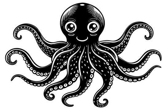 recommend clip art: Funny Octopus Vector Illustration Cartoon, Clipart And Line Art Design on White Background, Funny octopus cartoon vector with white background: clipart, illustration, and line art design.