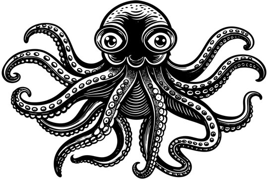 recommend clip art: Funny Octopus Vector Illustration Cartoon, Clipart And Line Art Design on White Background, Funny octopus cartoon vector with white background: clipart, illustration, and line art design.