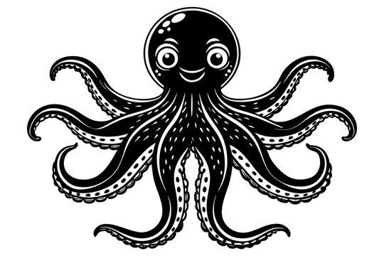 recommend clip art: Funny Octopus Vector Illustration Cartoon, Clipart And Line Art Design on White Background, Funny octopus cartoon vector with white background: clipart, illustration, and line art design.