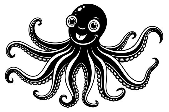 recommend clip art: Funny Octopus Vector Illustration Cartoon, Clipart And Line Art Design on White Background, Funny octopus cartoon vector with white background: clipart, illustration, and line art design.
