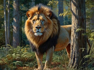 Lion forest tiger fiction fire snow wallpaper