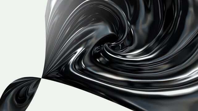 3D animation - Looped animated fluid abstract texture of swirling liquid chrome dark metal with motion light effect