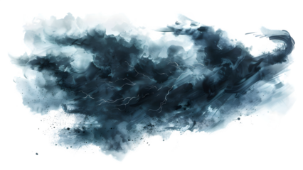 Black thunderstorm clouds isolated on a transparent background, PNG