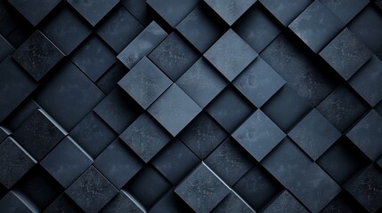 Fototapeta premium Modern abstract background with geometric pattern created by dark textured cubes