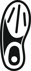 Black and white icon representing an orthopedic insole, emphasizing the arch support area