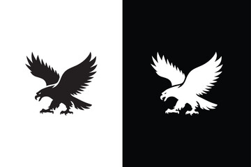 Eagle icon with wings. Silhouette flying eagles emblem, winged badge. Fly Eagle logo