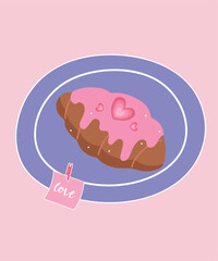 Flat Design Illustration With Croissant at Love and Chocolate Taste