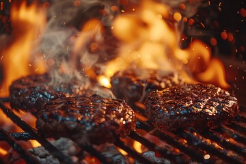 Grilled meat, appetizing look, hot seasoning: spices: cinematic: realistic: hyperrealism: close up