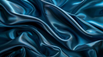 Obraz premium The image showcases a smooth blue satin fabric, creating a luxurious and elegant background. It represents softness, fluidity, sophistication, and a sense of indulgence.