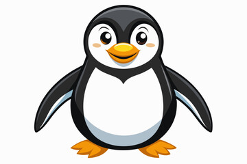 Fototapeta premium Funny Penguin Vector Illustration, Cartoon, Clipart, Line Art Design on White Background, Funny penguin vector illustration, cartoon, clipart, and line art design on white background.