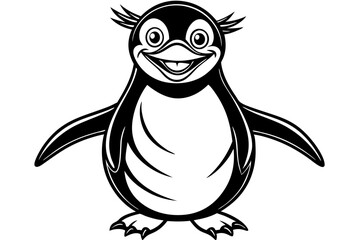 Funny Penguin Vector Illustration, Cartoon, Clipart, Line Art Design on White Background, Funny penguin vector illustration, cartoon, clipart, and line art design on white background.