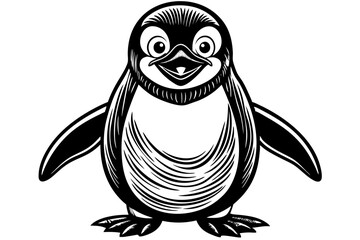 Funny Penguin Vector Illustration, Cartoon, Clipart, Line Art Design on White Background, Funny penguin vector illustration, cartoon, clipart, and line art design on white background.