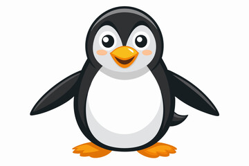 Fototapeta premium Funny Penguin Vector Illustration, Cartoon, Clipart, Line Art Design on White Background, Funny penguin vector illustration, cartoon, clipart, and line art design on white background.