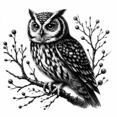 Fototapeta premium owl pencil drawing