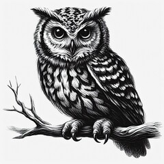 Fototapeta premium owl pencil drawing