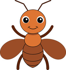 Cute cartoon bee character with smiling face, adorable insect illustration for kids