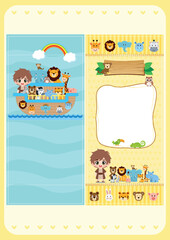 Cute Noah's Ark Animals Vector Invitation