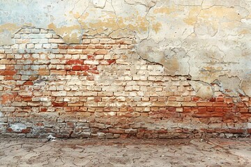 Vast stretch of a rustic terracotta brick wall, pristine for a clean look, providing plenty of space for text.