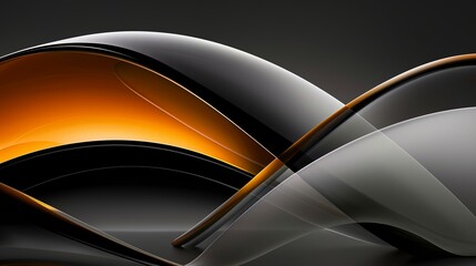 Dynamic orange and black waves flowing on a dark gray abstract background