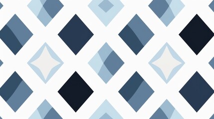 Stylish geometric pattern featuring blue diamonds on a white background, perfect for textile design and modern decor.