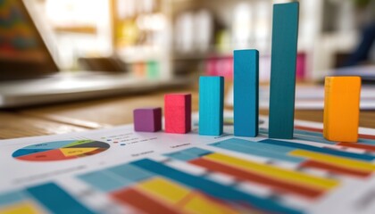 Colorful Blocks Representing Growth and Data on a Financial Chart