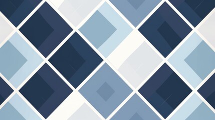 Stunning geometric pattern featuring blue diamond shapes in various shades, perfect for modern design or textile applications.