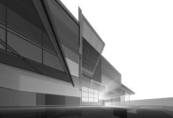 Fototapeta premium Modern architecture 3d rendering