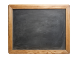 A rustic chalkboard with a wooden frame isolated on a transparent background, perfect for educational and presentation themes. PNG.