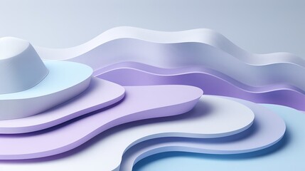 Fototapeta premium Contemporary abstract background with smooth, flowing wavy shapes in shades of blue and purple, adding a modern touch of elegance to any design project