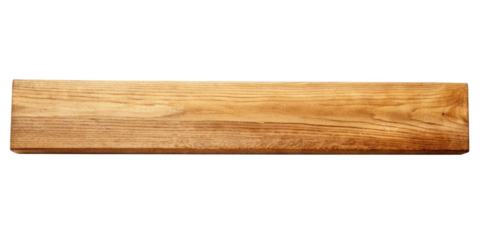 A rustic wooden plank shown in top view isolated on a transparent background, ideal for construction and decoration themes. PNG.
