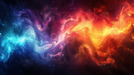 Fototapeta premium A high-resolution abstract background with swirling rainbow ink and paint, featuring a burst of color and cloud-like blends that capture the essence of artistic energy