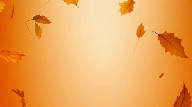 Realistic falling autumn leaves 4K animation video with a soft pastel fall orange background. Use it for your project presentation, or to provide a beautiful relaxing environment. Abstract nature 