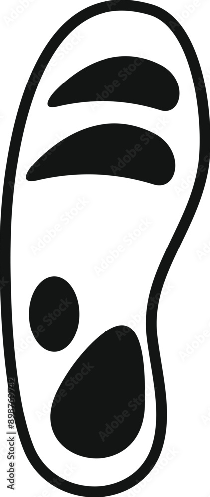 Sticker Black and white illustration of a human footprint imprint showing walking direction