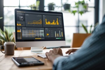 Analyzing Corporate Growth: Manager Monitoring Sales Performance on Dashboard with Business Analytics Tools