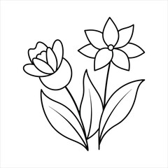 Flowers with stems line art