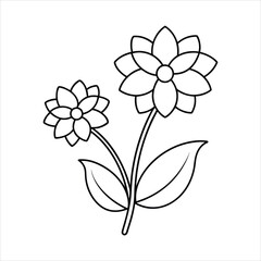 Flowers with stems line art