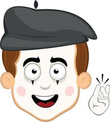 vector illustration face character of street artist mime cartoon snapping your fingers hand