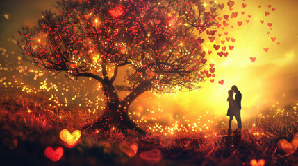 Fototapeta premium Romantic Evening Under the Heart Tree