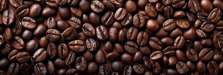 Overhead view of backdrop representing halves of dark brown coffee beans with pleasant scent