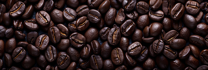 Naklejka premium Overhead view of backdrop representing halves of dark brown coffee beans with pleasant scent 
