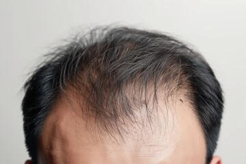 Fototapeta premium Close up Man with little hair due to alopecia or hair loss Isolated on white background